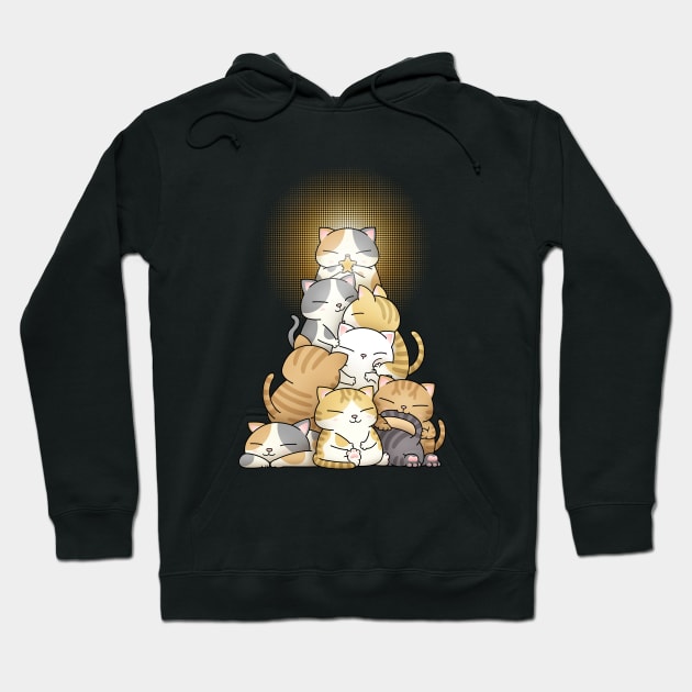 Chubby Cat Christmas Tree (Black) Hoodie by Takeda_Art